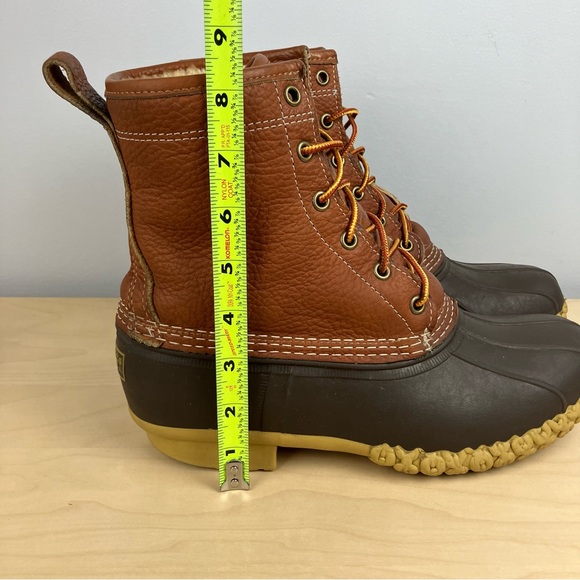 L.L. Bean Women’s Size 9.0 Wide 8” Shearling Lined Duck Boots Brown Leather - Picture 14 of 14
